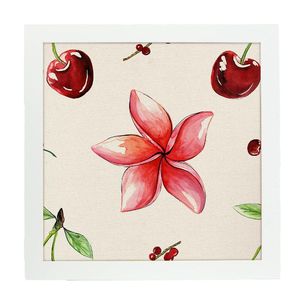 Nacnic Lámina Cuadrada De Flores Y Cerezas