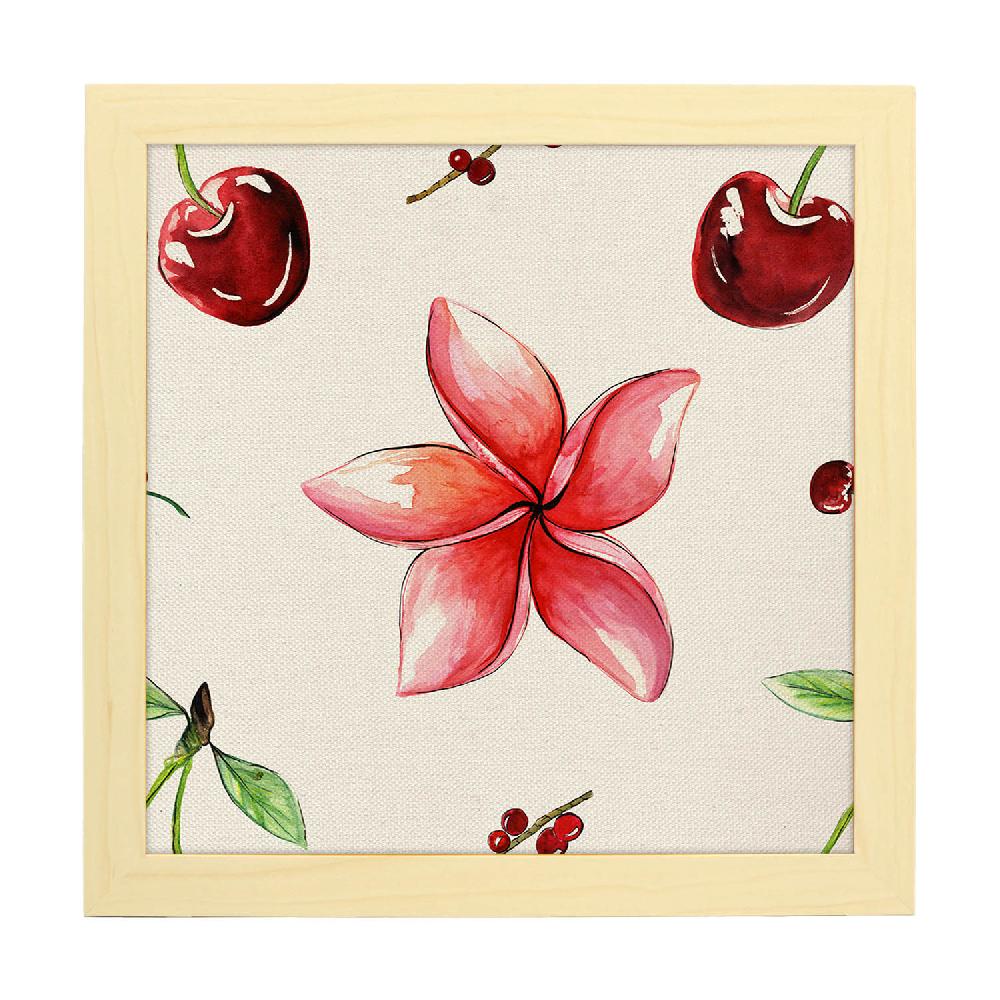 Nacnic Lámina Cuadrada De Flores Y Cerezas