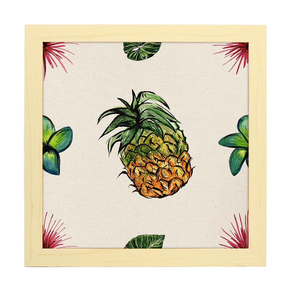 Nacnic Lámina Cuadrada De Piñas Con Flor Ilustrada