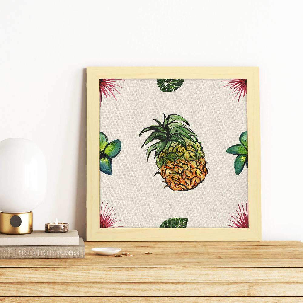 nacnic Lámina Cuadrada de Piñas con Flor Ilustrada