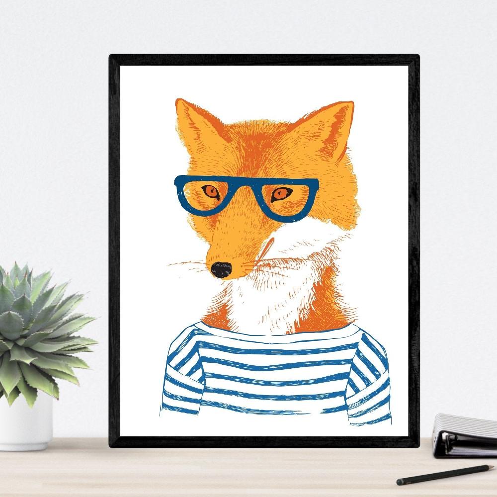 nacnic Lámina de Animales Hipsters de Alta Calidad