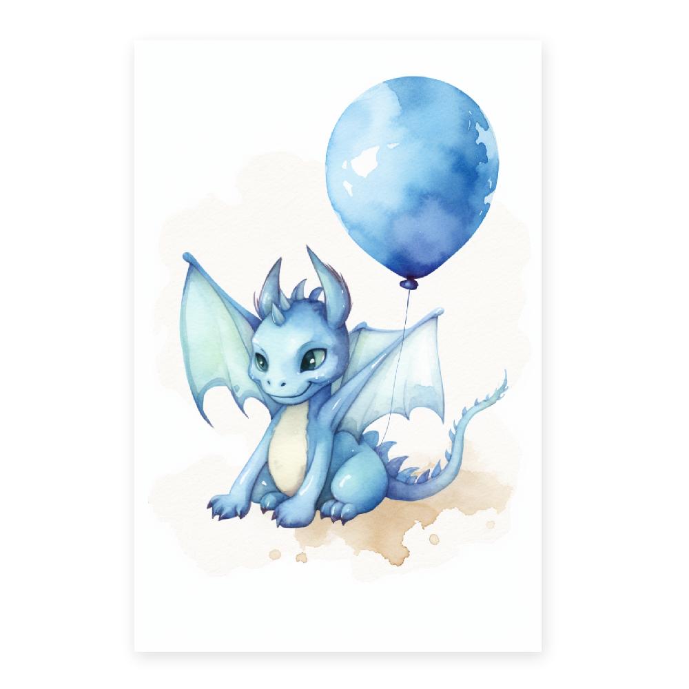 Nacnic Lámina De Bebé Dragón Azul En Acuarela