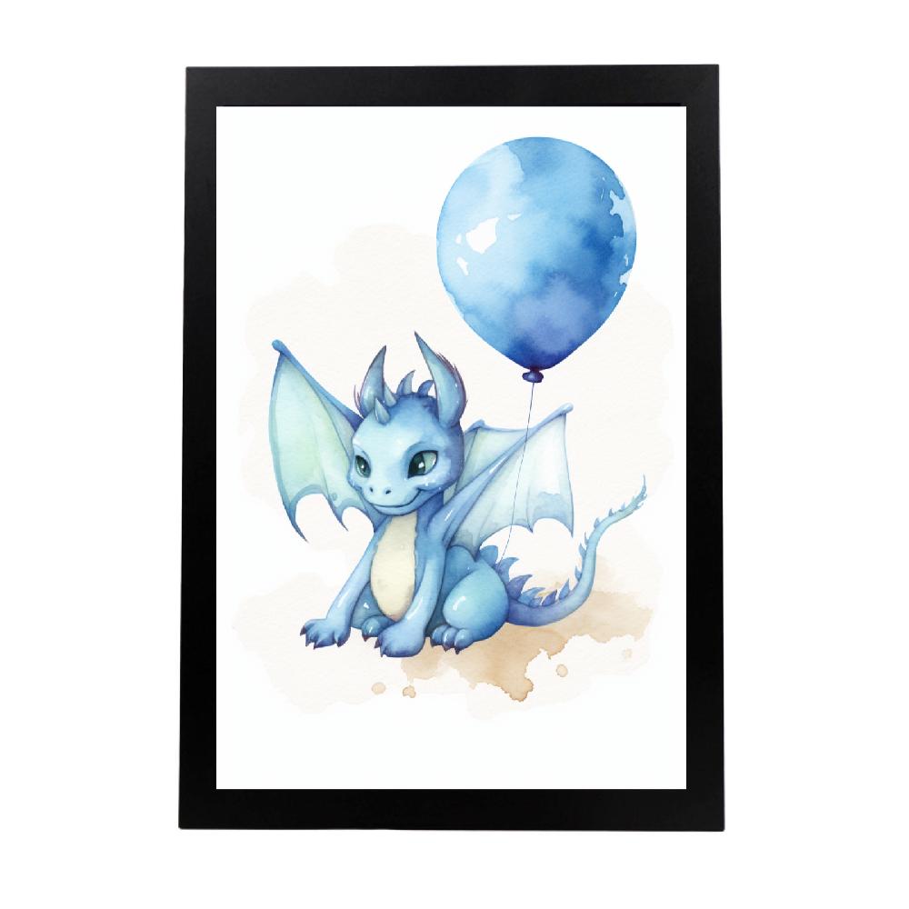nacnic Lámina de Bebé Dragón Azul en Acuarela