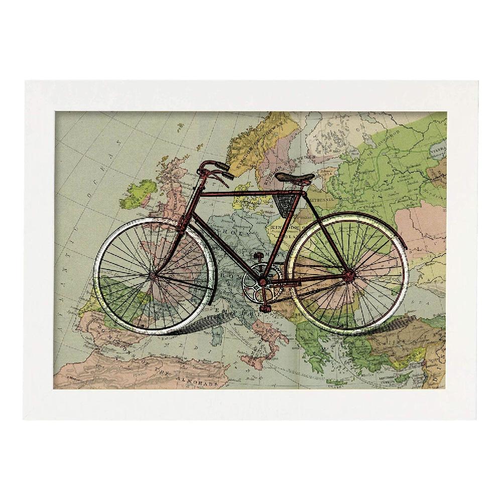 Nacnic Lámina De Bici En Mapa De Europa Vintage