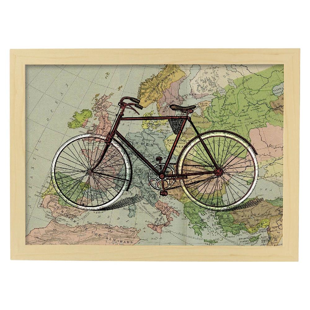 Nacnic Lámina De Bici En Mapa De Europa Vintage