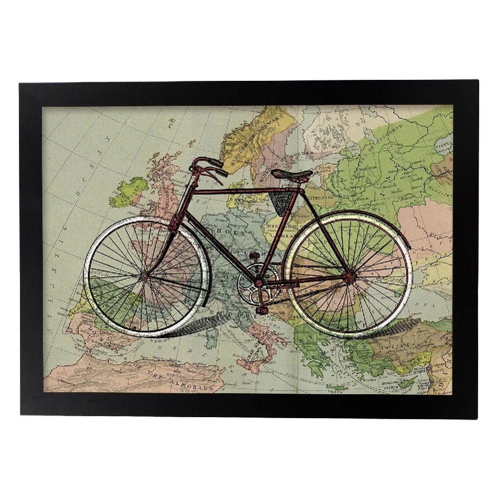 Nacnic Lámina De Bici En Mapa De Europa Vintage