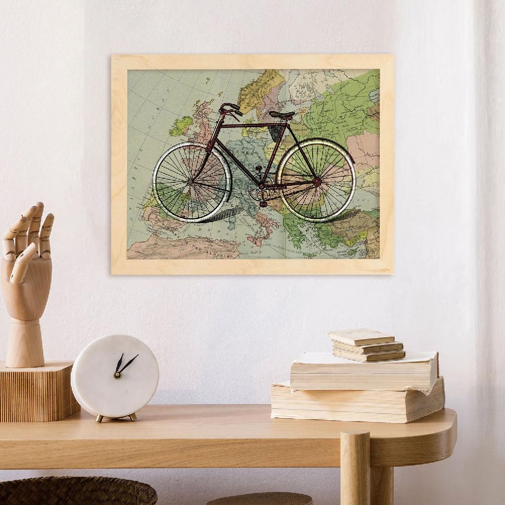 nacnic Lámina de Bici en Mapa de Europa Vintage