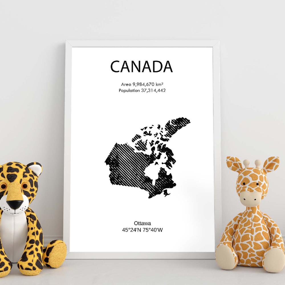 Nacnic Lámina De Canadá Y Continentes Mundo