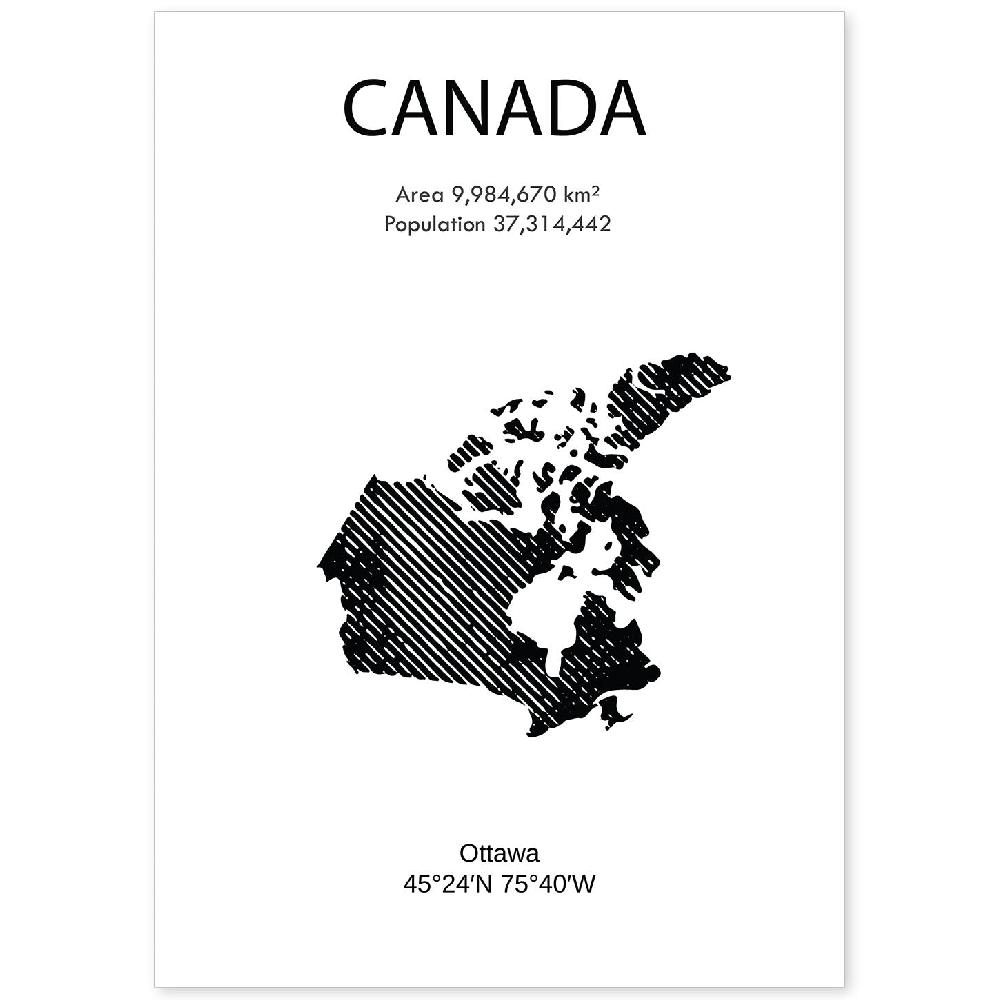 nacnic Lámina de Canadá y Continentes Mundo