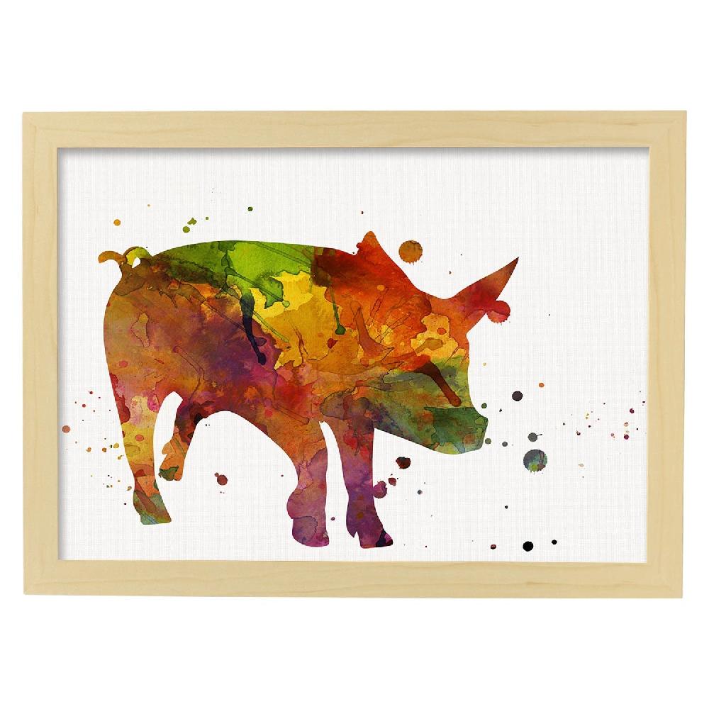 Nacnic Lámina De Cerdo Estilo Acuarela