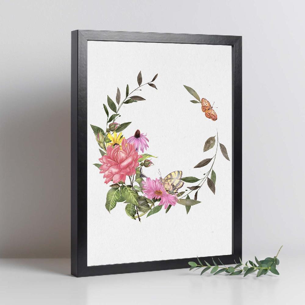 Nacnic Lámina De Corona Floral Con Mariposas