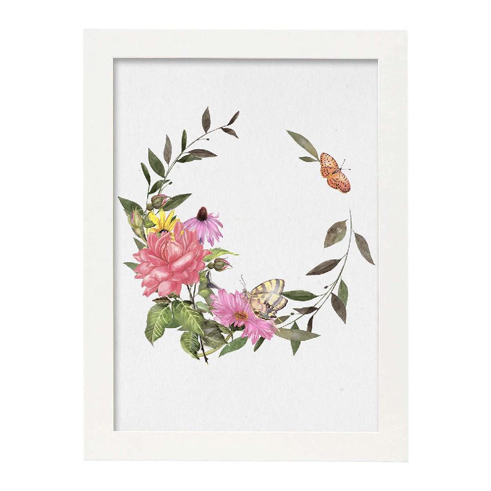 Nacnic Lámina De Corona Floral Con Mariposas