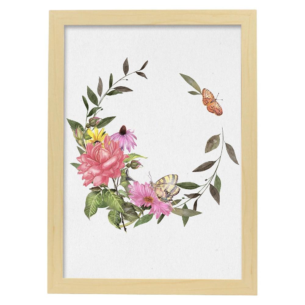 Nacnic Lámina De Corona Floral Con Mariposas