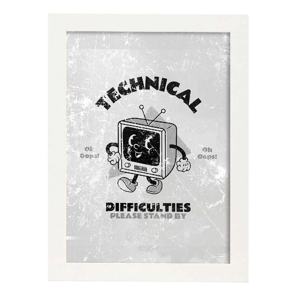 Nacnic Lámina De Dibujos Retro En Tonos Grises