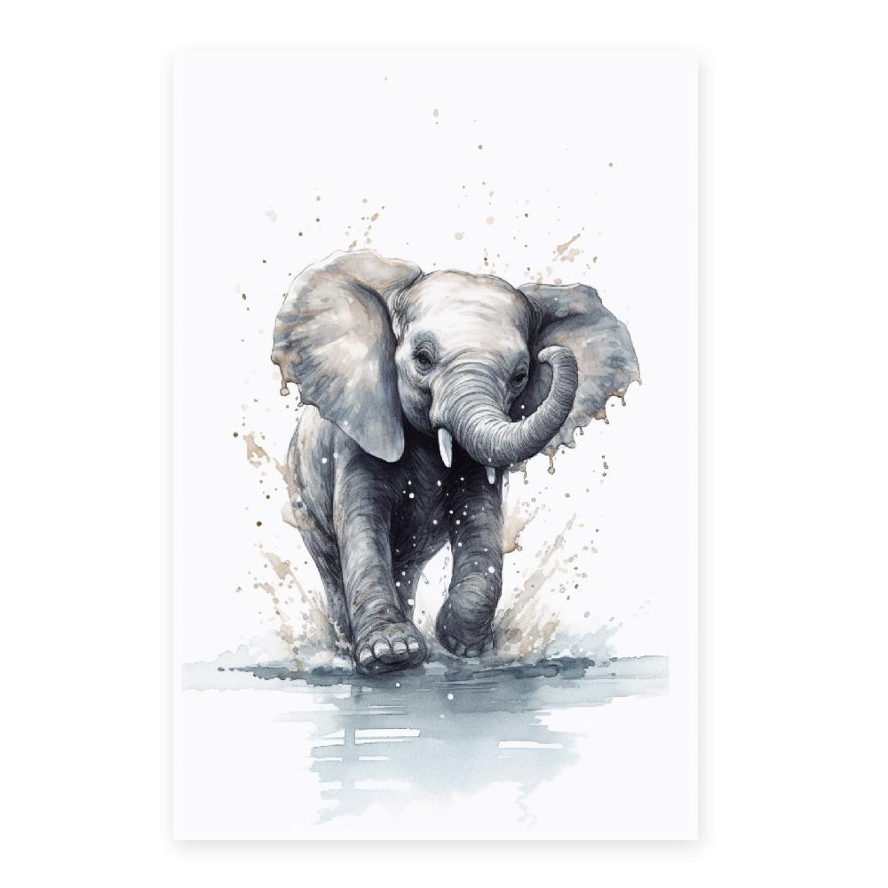 Nacnic Lámina De Elefante Bebé Chapoteando
