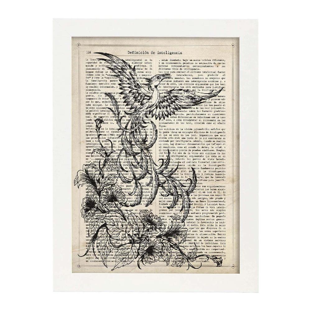 Nacnic Lámina De Fénix Blanco Y Negro Con Texto
