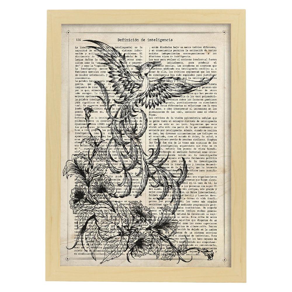 Nacnic Lámina De Fénix Blanco Y Negro Con Texto