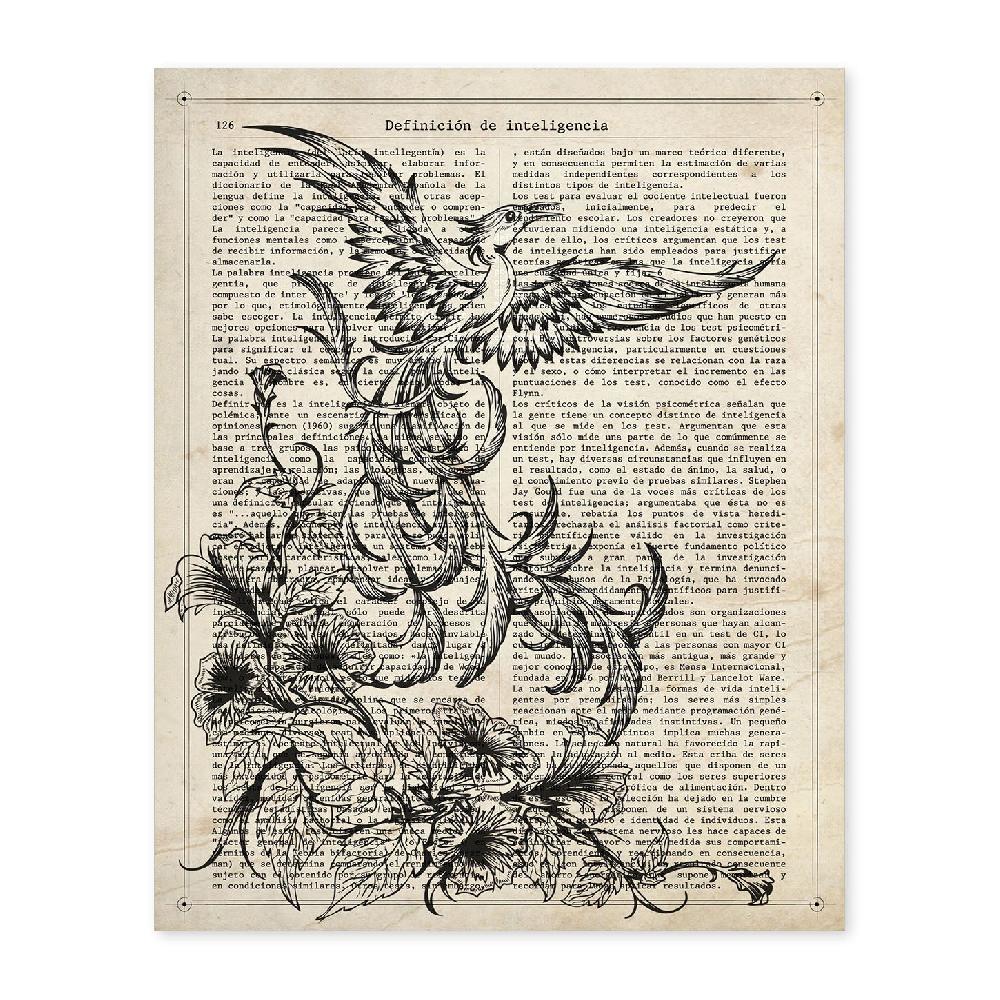 nacnic Lámina de Fénix Blanco y Negro con Texto