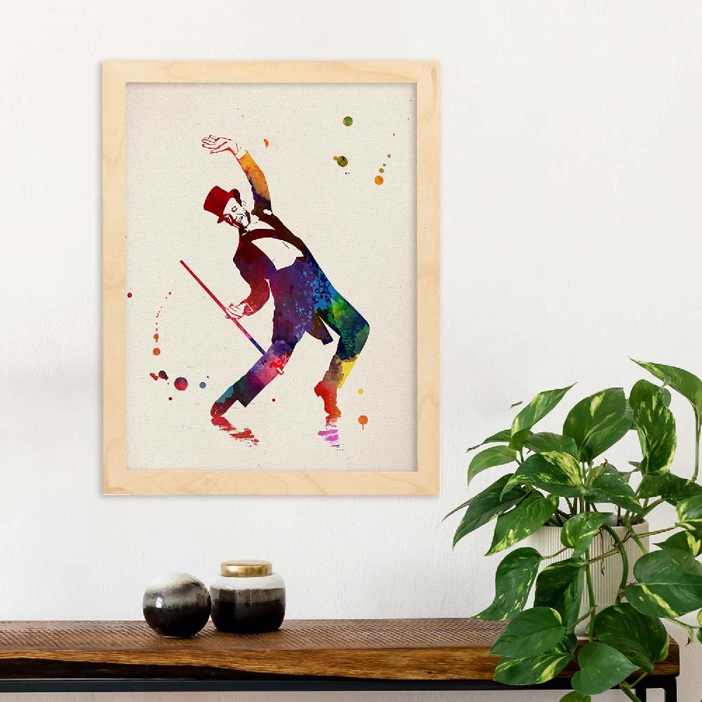nacnic Lámina de Fred Astaire en Estilo Acuarela
