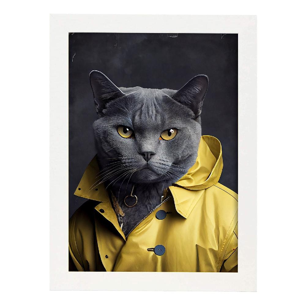 Nacnic Nacnic Lámina De Gato Chartreux Con Ropa Humana