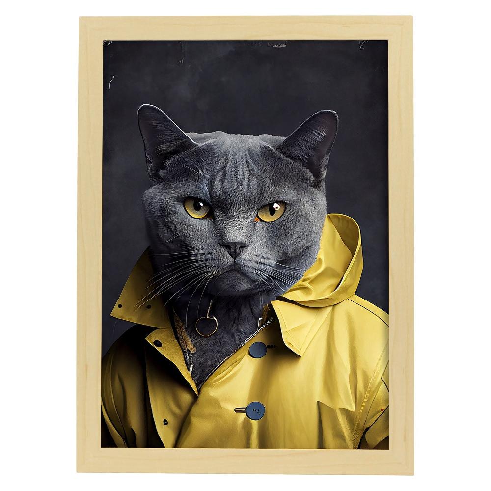 Nacnic Nacnic Lámina De Gato Chartreux Con Ropa Humana