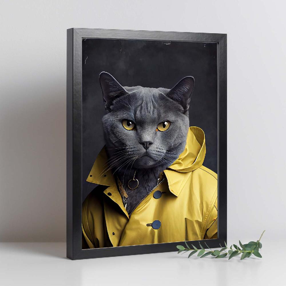 Nacnic Nacnic Lámina De Gato Chartreux Con Ropa Humana