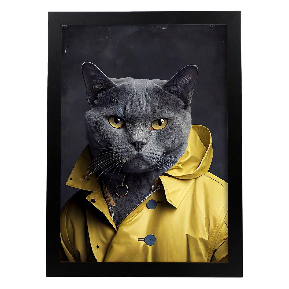 nacnic Nacnic Lámina de Gato Chartreux con Ropa Humana