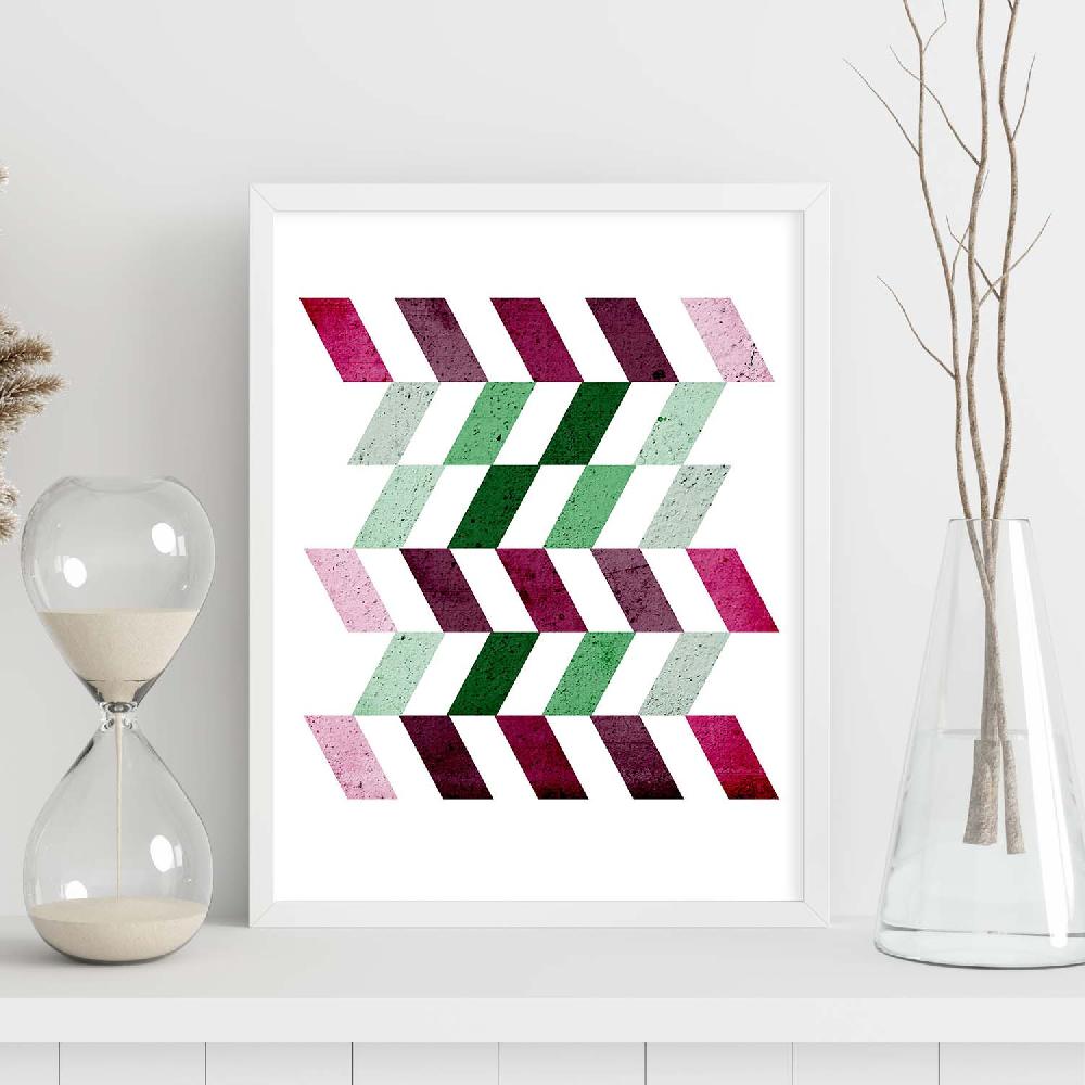 Nacnic Lámina De Geometría Colorida Y Lilas Verdes