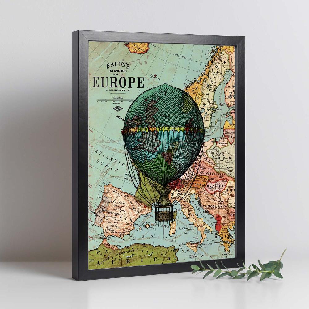 Nacnic Lámina De Globo Azul Sobre Europa