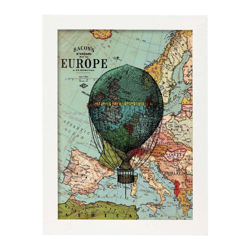 Nacnic Lámina De Globo Azul Sobre Europa