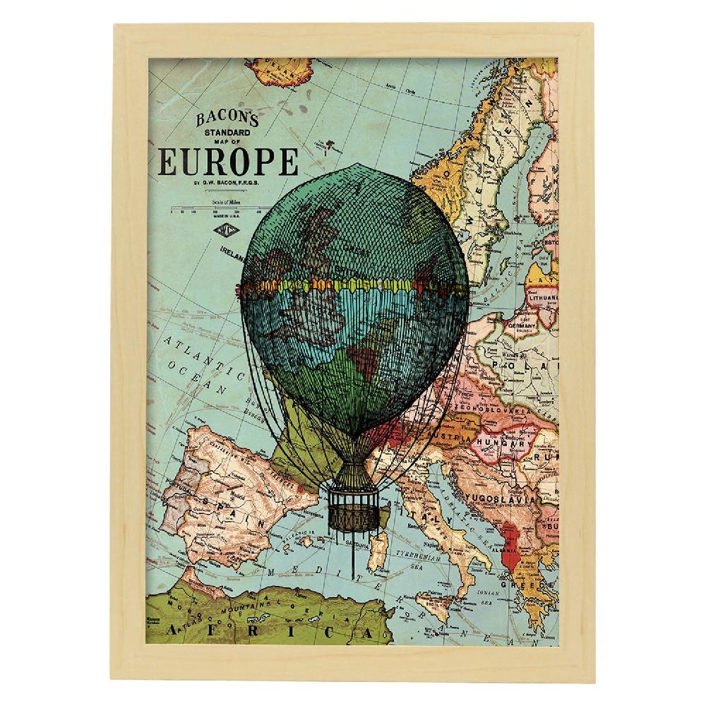 Nacnic Lámina De Globo Azul Sobre Europa