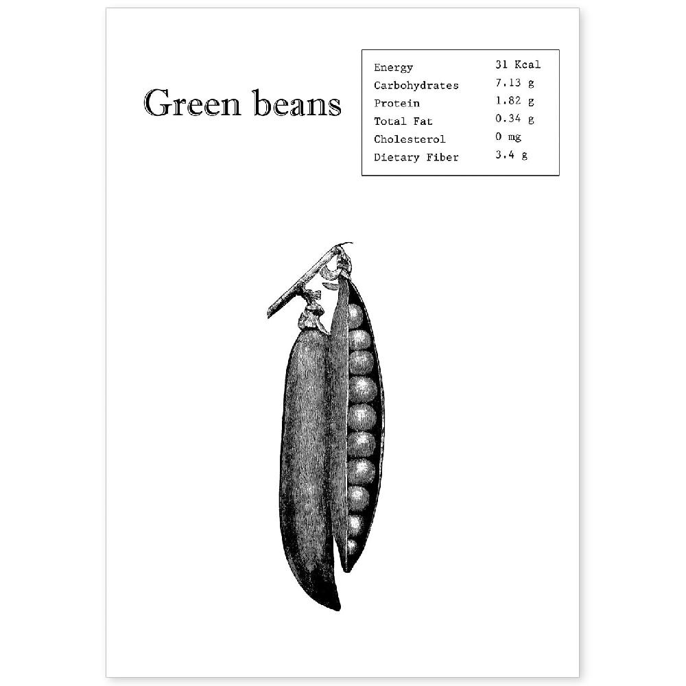 nacnic Lámina de Green Beans en Inglés