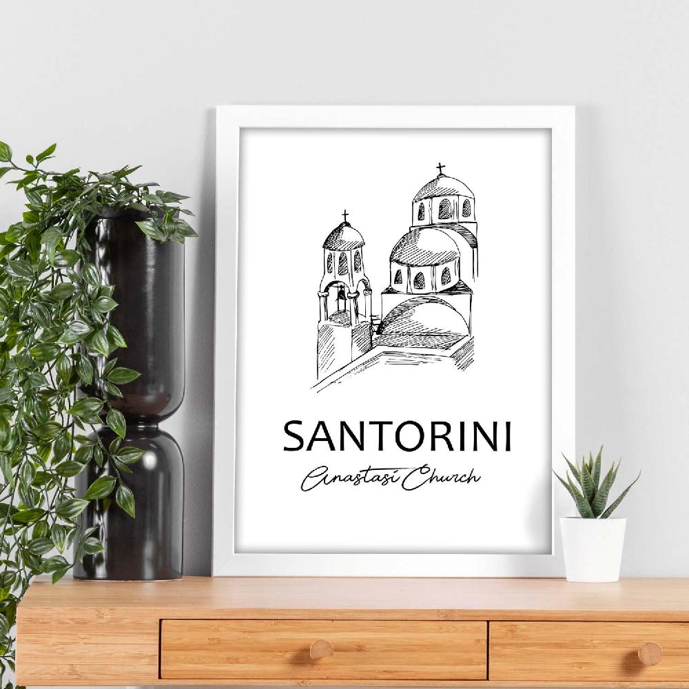 Nacnic Lámina De Iglesia Anastasi En Santorini