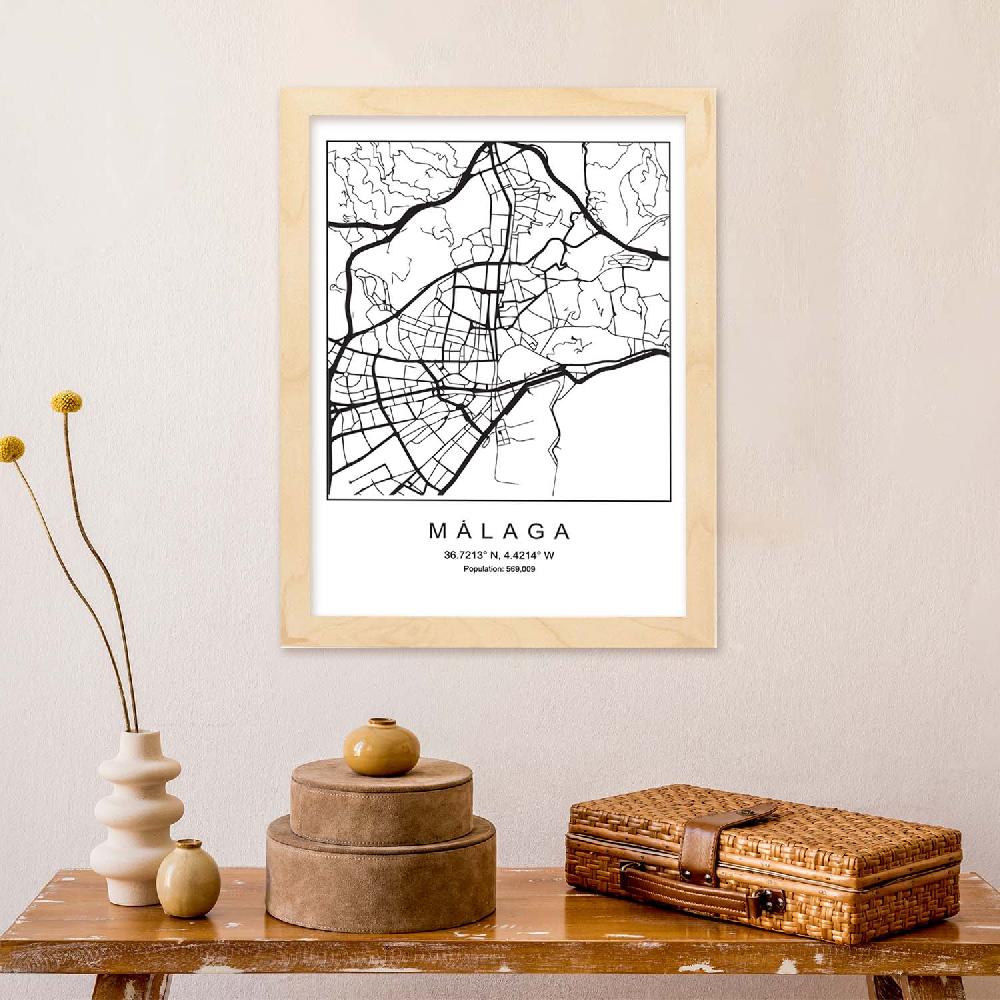 Nacnic Lámina De Mapa Estilo Nórdico De Málaga