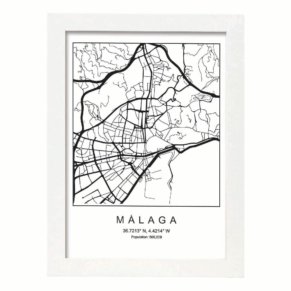 Nacnic Lámina De Mapa Estilo Nórdico De Málaga
