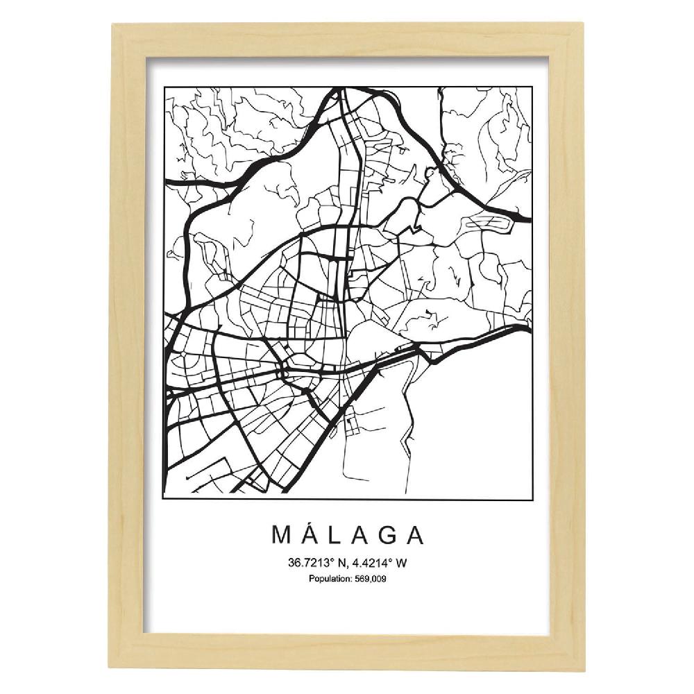 Nacnic Lámina De Mapa Estilo Nórdico De Málaga
