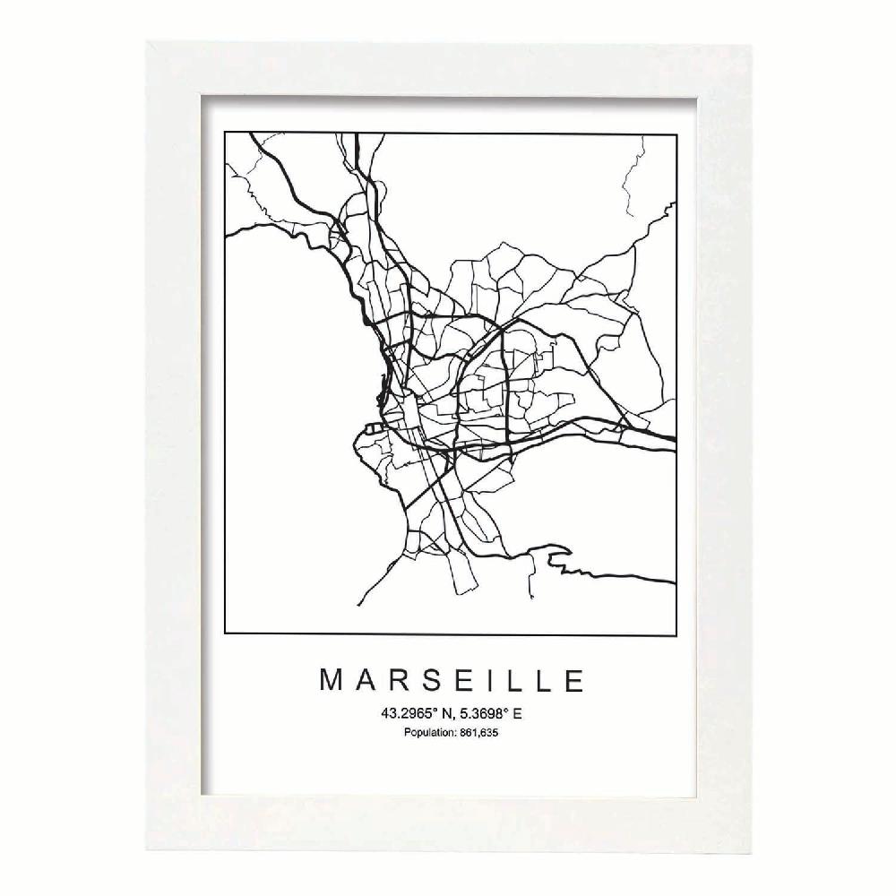 Nacnic Lámina De Mapa Estilo Nórdico De Marseille