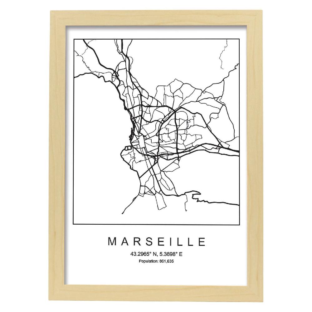 Nacnic Lámina De Mapa Estilo Nórdico De Marseille