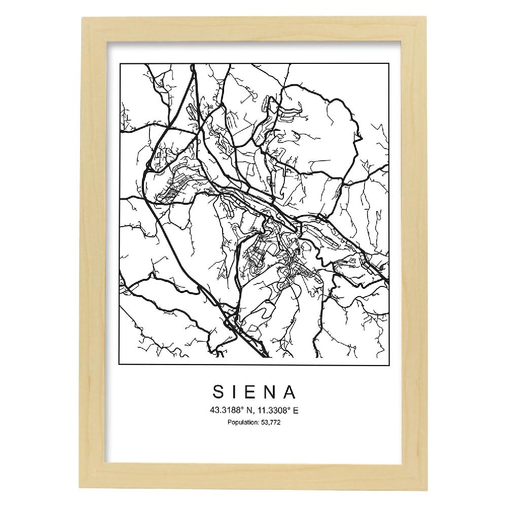 Nacnic Lámina De Mapa Estilo Nórdico De Siena