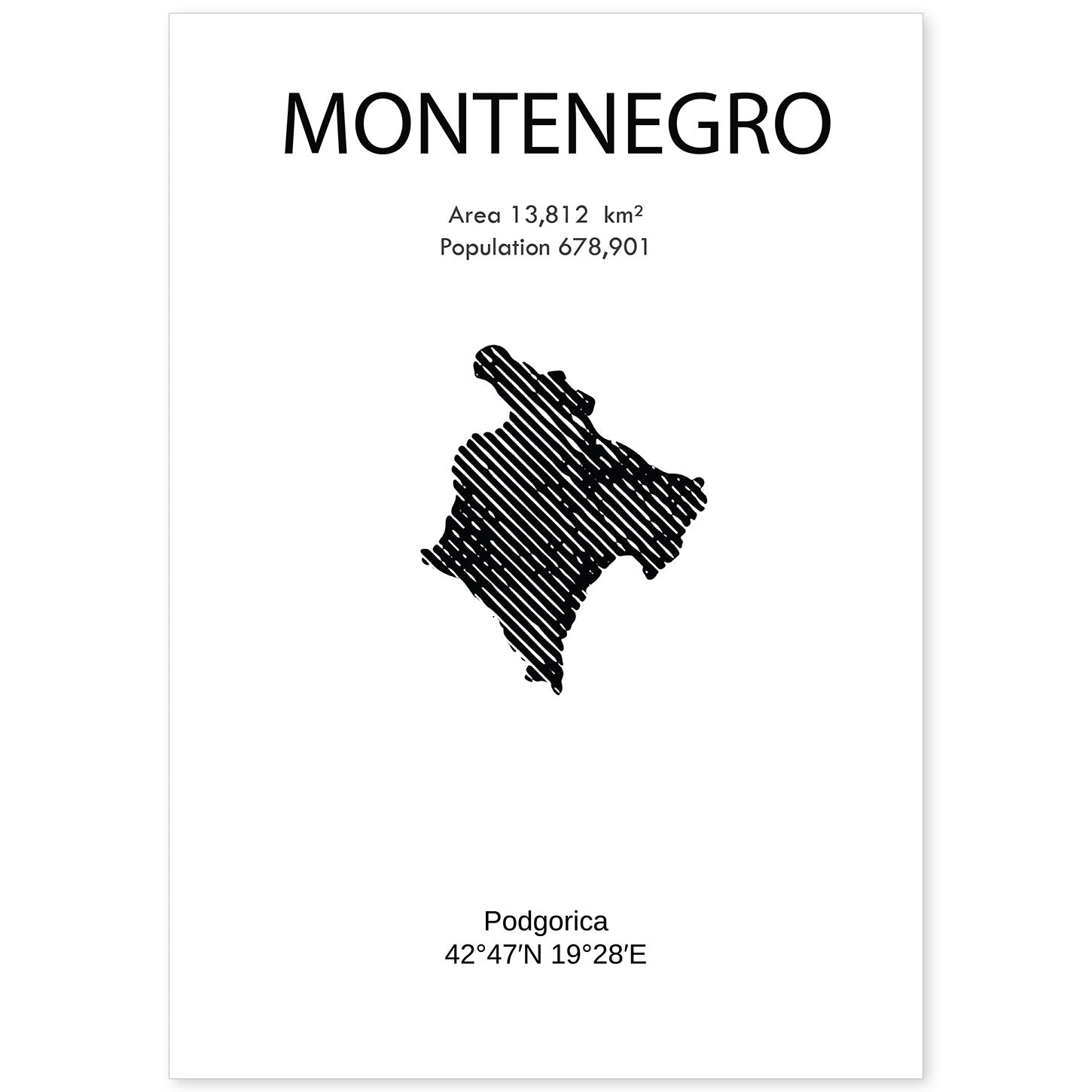 nacnic Lámina de Montenegro del Mundo