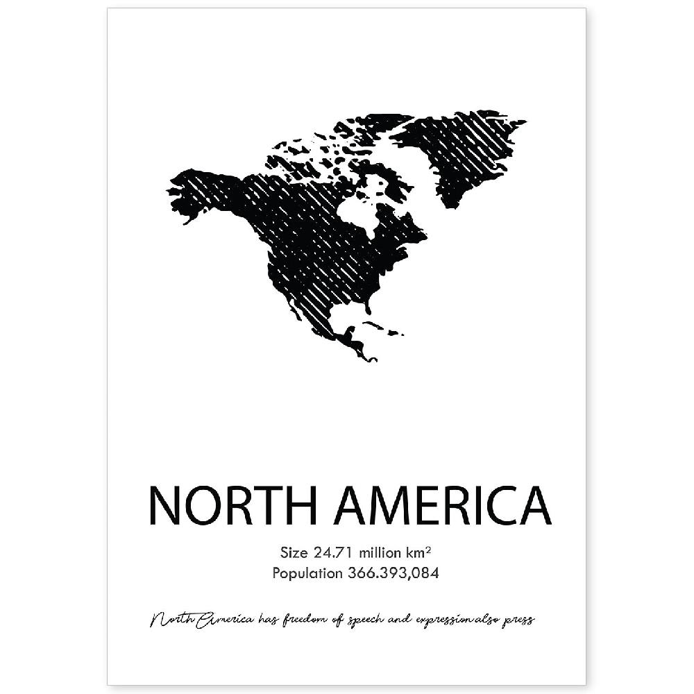 nacnic Lámina de Norteamérica del Mundo