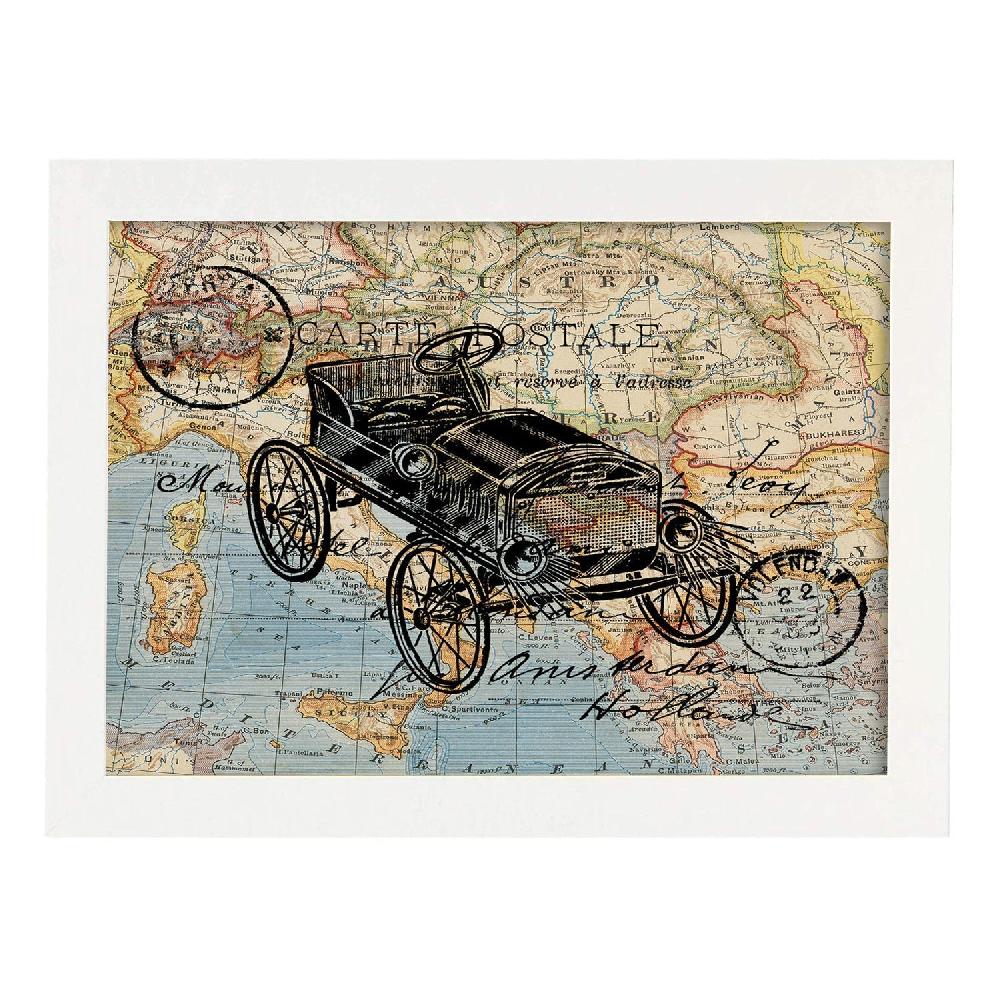 Nacnic Lámina De Objetos Sobre Mapas Vintage