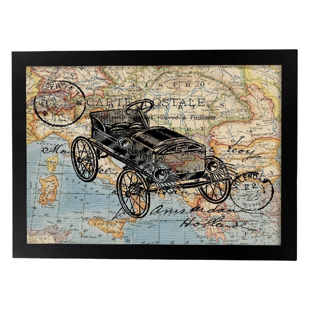 Nacnic Lámina De Objetos Sobre Mapas Vintage