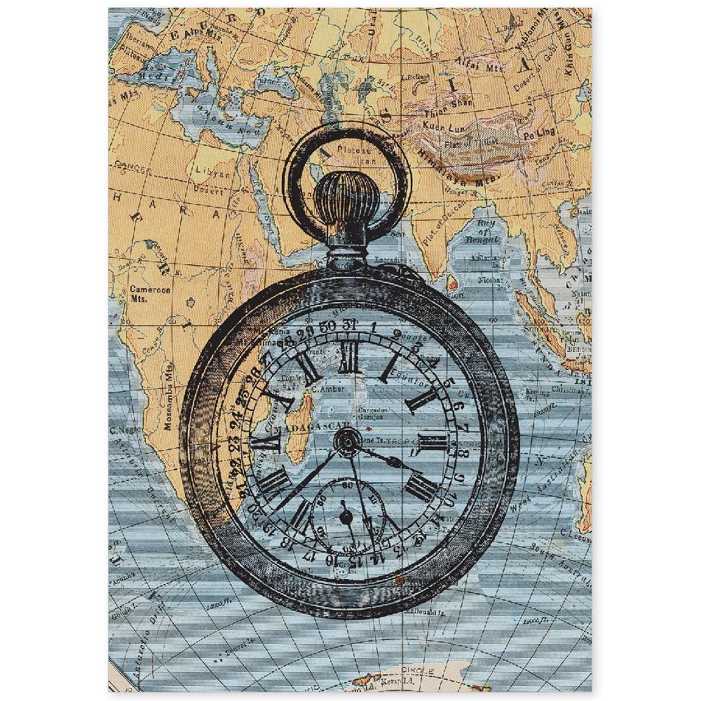 nacnic Lámina de Objetos Vintage La Hora del Viaje