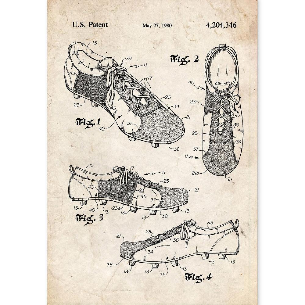 nacnic Lámina de Patente Antigua de Botas de Tacos