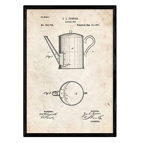nacnic Lámina de Patente Antigua de Cafetera