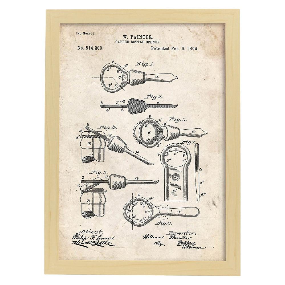 Nacnic Lámina De Patente De Abrelatas Antigua