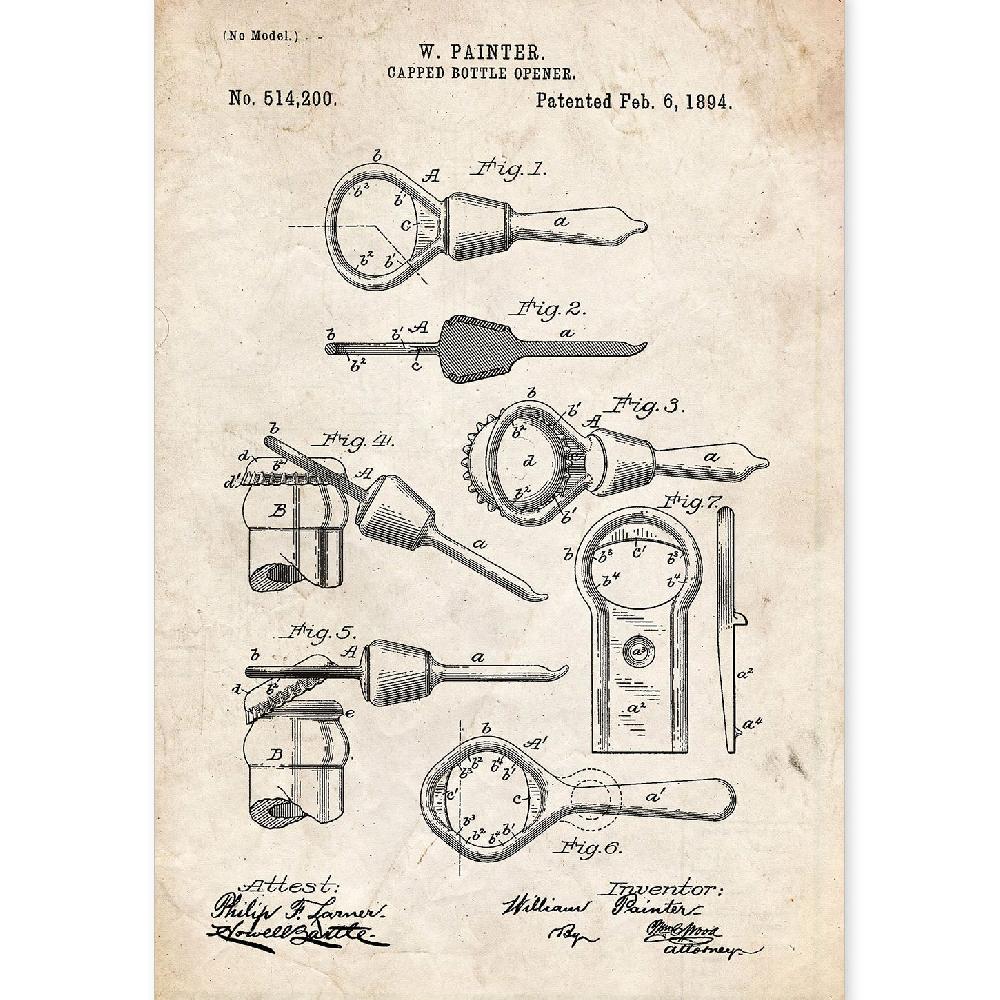 nacnic Lámina de Patente de Abrelatas Antigua