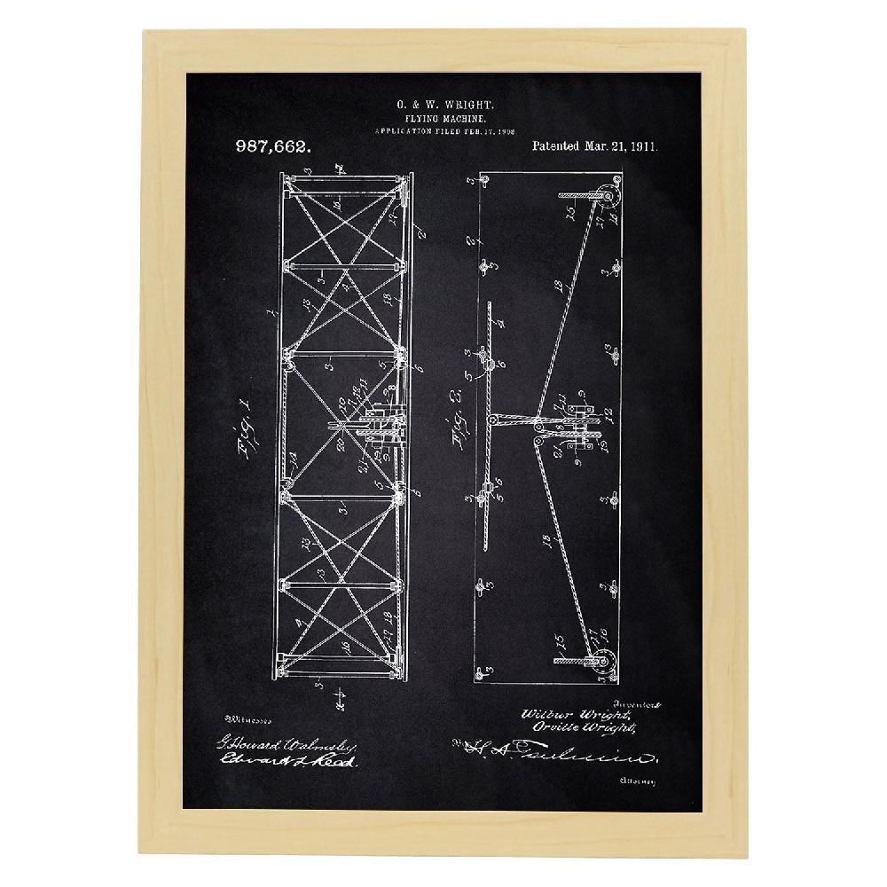 Nacnic Lámina De Patente De Alas De Avión Antigua