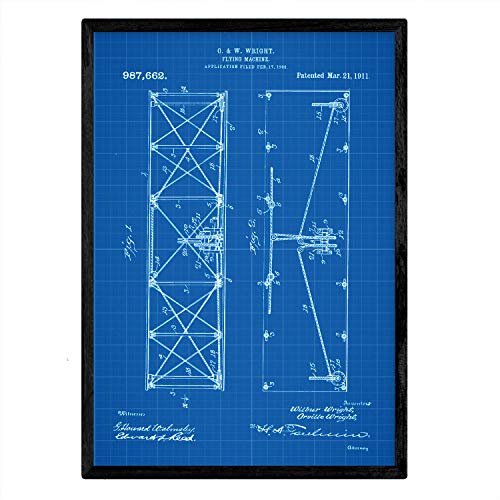 Nacnic Lámina De Patente De Alas De Avión Antigua